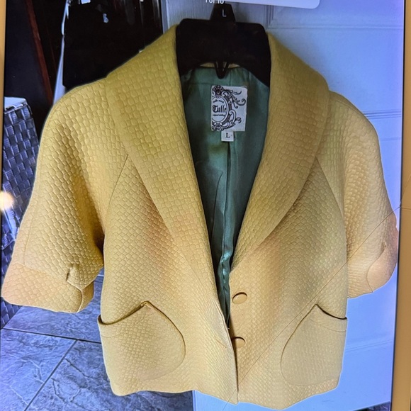 Tulle Yellow Textured Women's Jacket - Picture 1 of 10